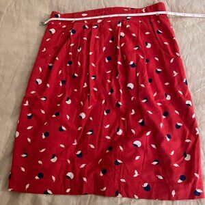 Boden pull-on jersey pencil skirt in red and blue apple print, US 4